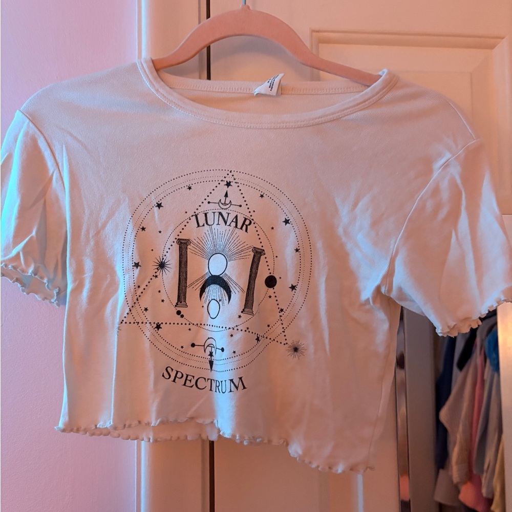 Urban Outfitters White Lunar Spectrum Crop Top